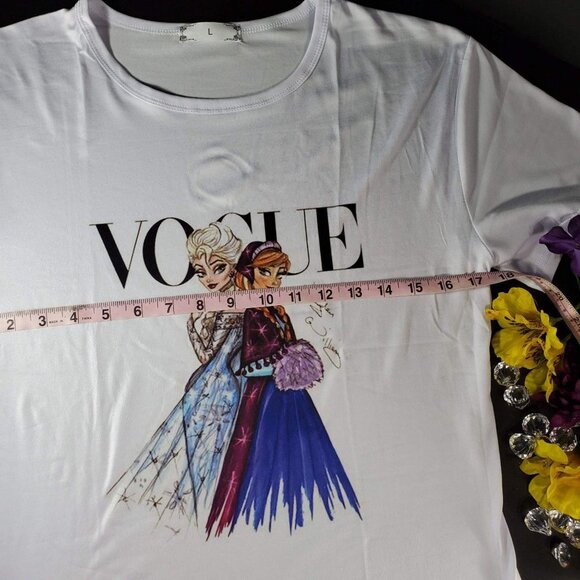 Princess Elsa and Anna Knit Blouse Disney Frozen Inspired Sleeve Tee Shirt White - Picture 6 of 13